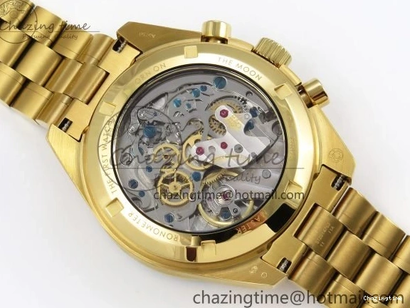 0204 Speedmaster YG RMF Best Edition YG Black Dial on YG Bracelet Lemania HW Durable 7725